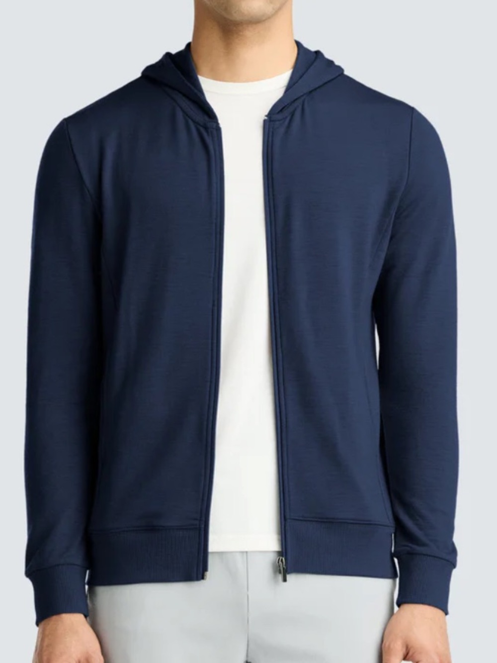 Unbound Merino Men's Compact Travel Hoodie Full Zip Navy Blue Medium
